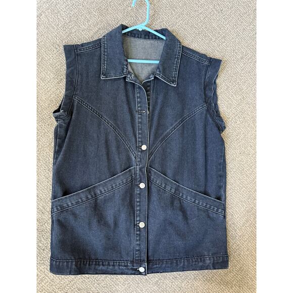 Dark gray wash vintage inspired sleeveless chore jacket women’s plus size 2X - Picture 1 of 10